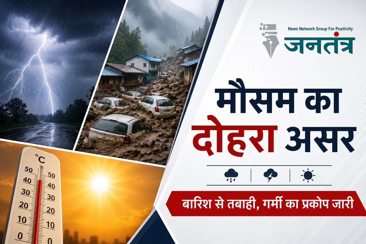 Read more about the article देशभर में मौसम का दोहरा असर: MP-झारखंड में आकाशीय बिजली से 16 मौतें, उत्तराखंड में भारी बारिश से तबाही; कई राज्यों में हीटवेव बरकरार